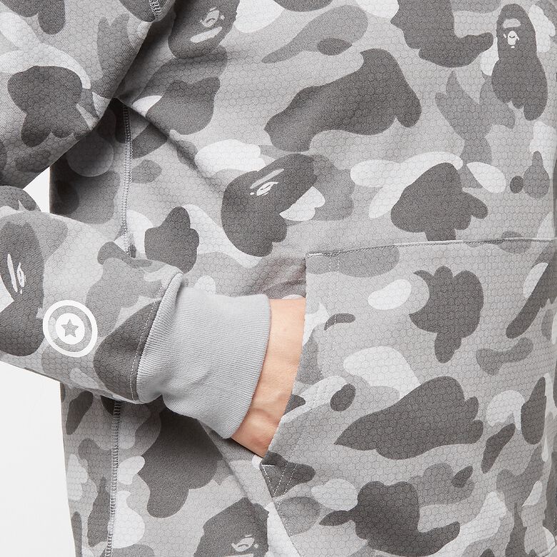 A Bathing Ape Honeycomb Camo Shark Full Zip Hoodie M gray