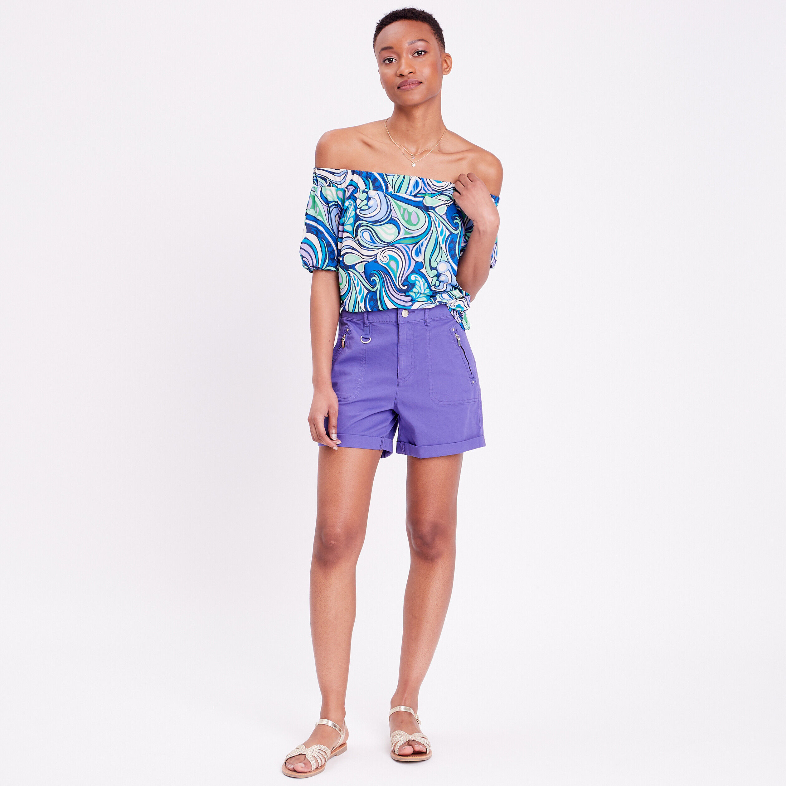 Short ajusté détails zippés violet femme | Cache Cache