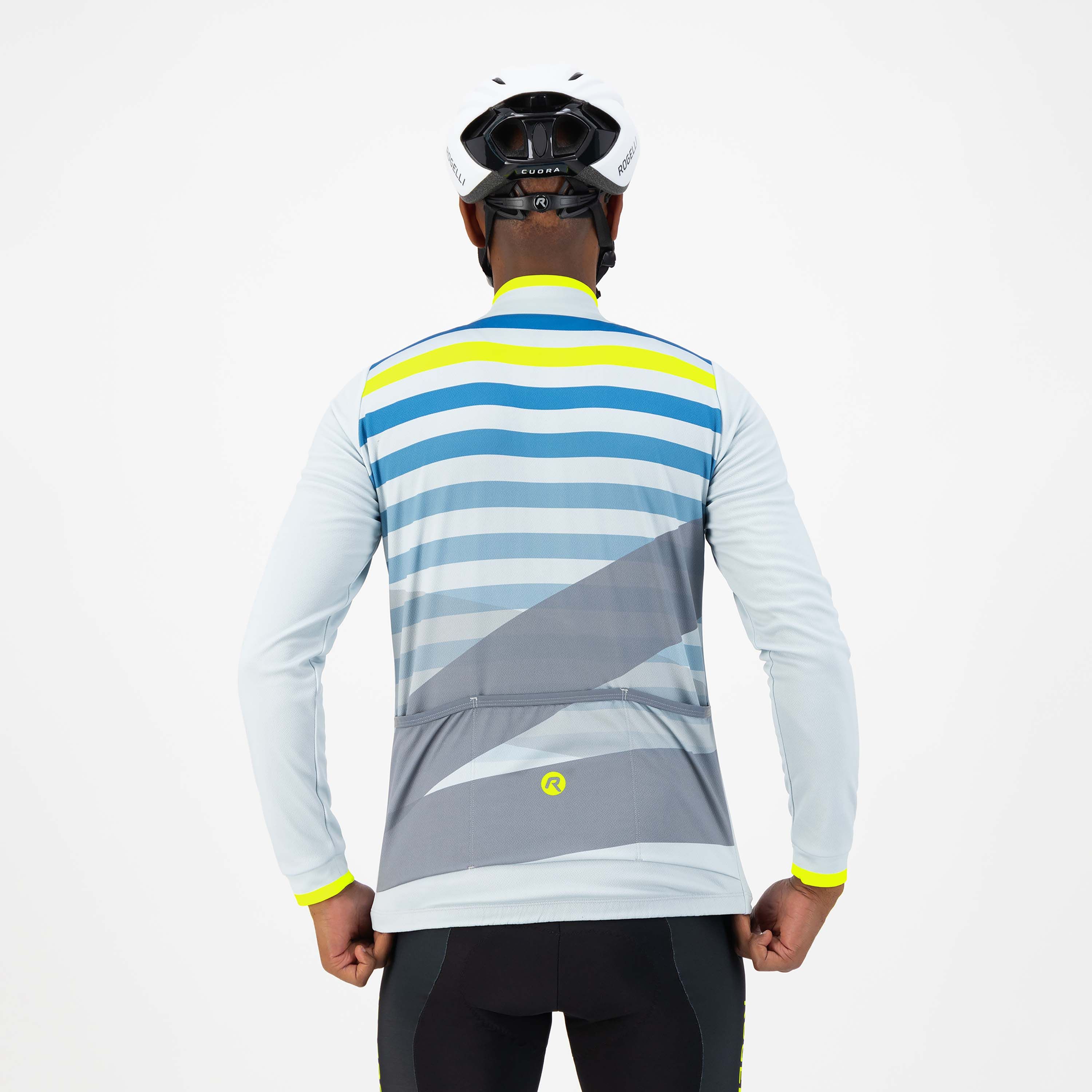 Rogelli Stripe Grau/Grün Herren Radtrikot Langarm