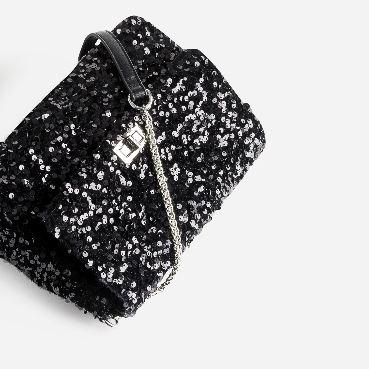 Sac à main TEXTO noir en sequins