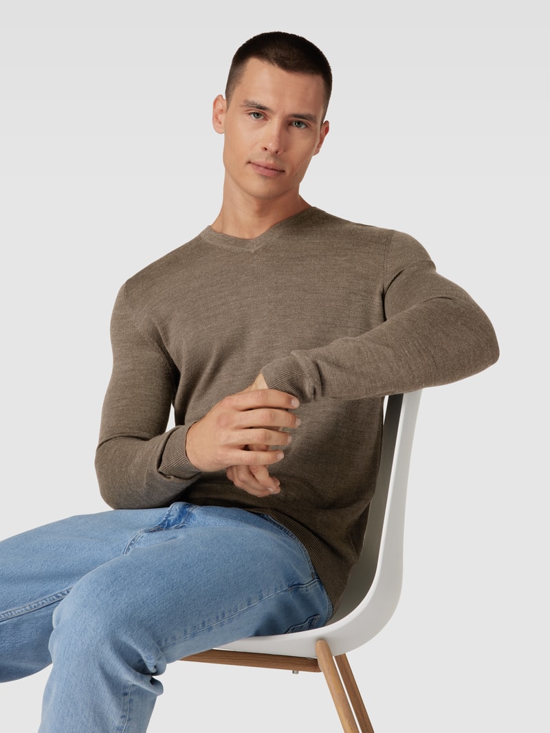 Strickpullover in taupe meliert