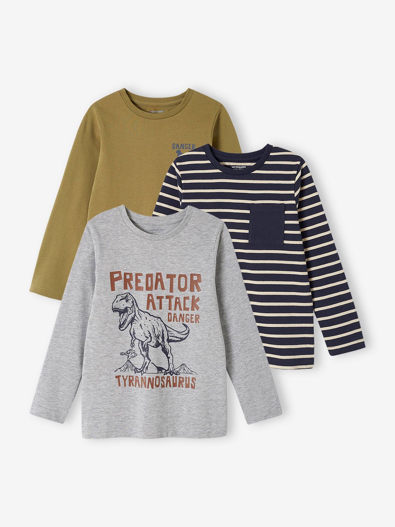 Lot de 3 T-shirts Basics garçon manches longues marine