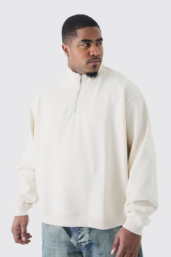 Plus kastiges Oversize Sweatshirt mit 1/4 Reißverschluss
