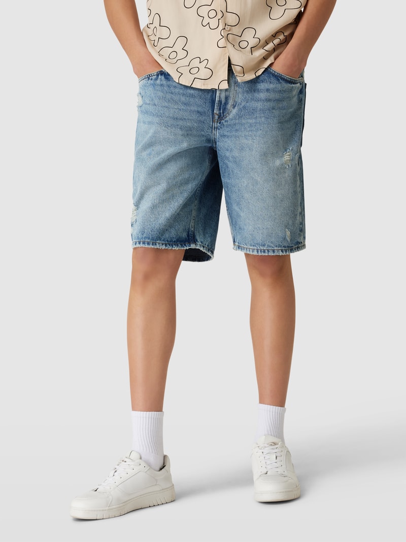 Loose Fit Jeansshorts im Destroyed-Look in jeans