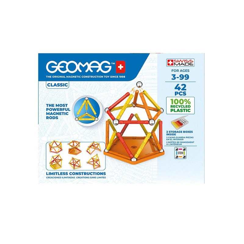 Jeu de construction magnétique 42 pièces classique Geomag
