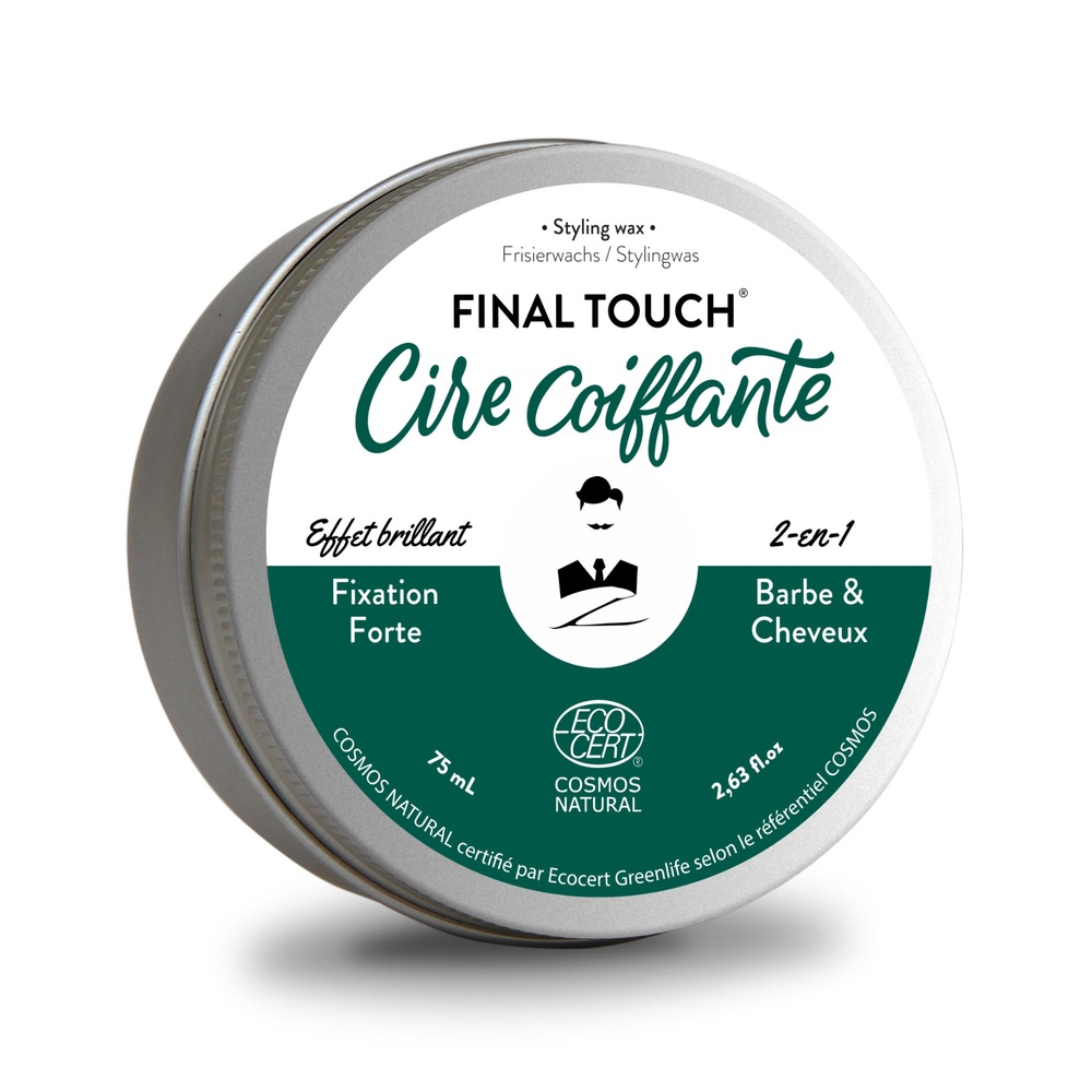 Monsieur Barbier Cire Coiffante Naturelle et Vegan, Fixation forte, Effet satiné - Final Touch Cire Coiffante Naturelle et Vegan Barbeet Cheveux pour Hommes - Final Touch