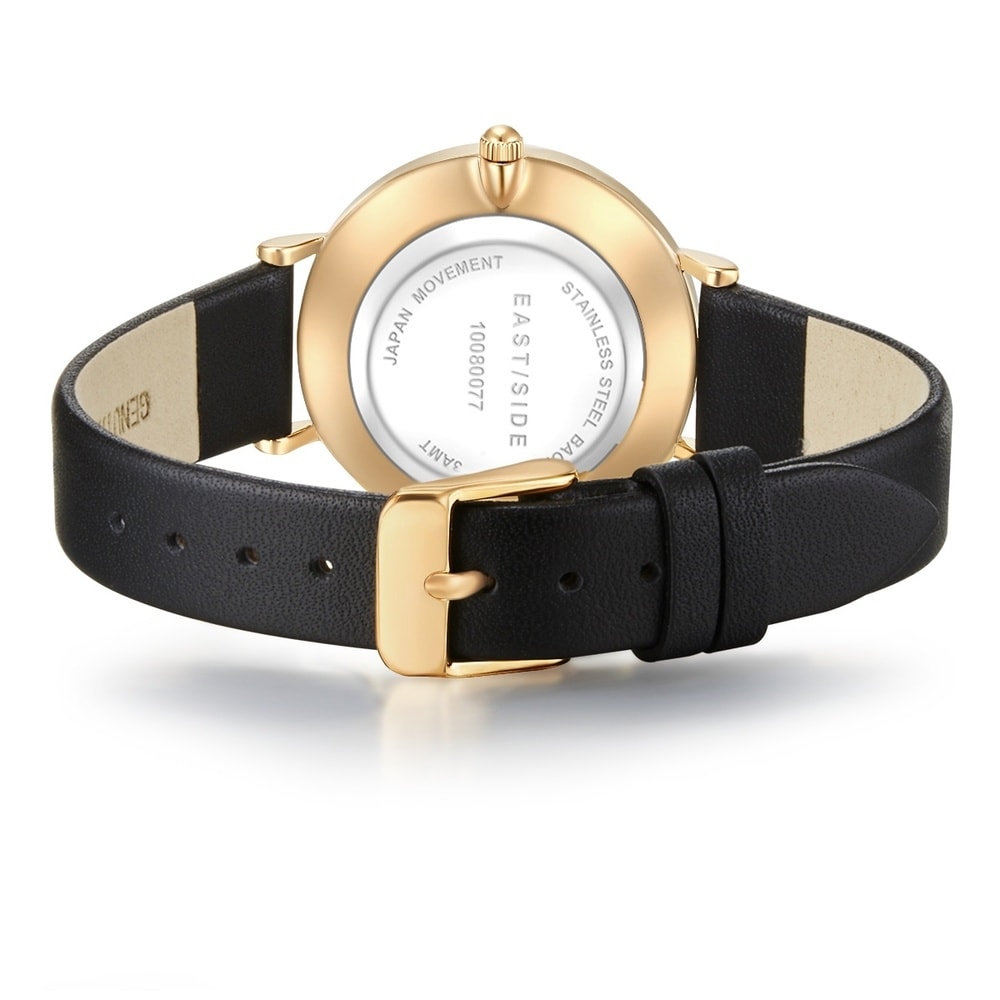 EASTSIDE Montre à quartz Rosehill en Or jaune Cuir véritable en Noir Montre