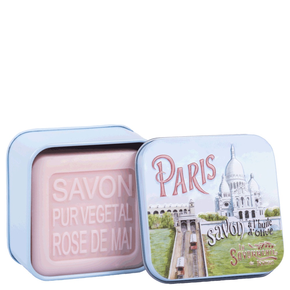 La savonnerie de nyons Savon 100g Rose de Mai et Boîte Métal Sacré Cœur Savon