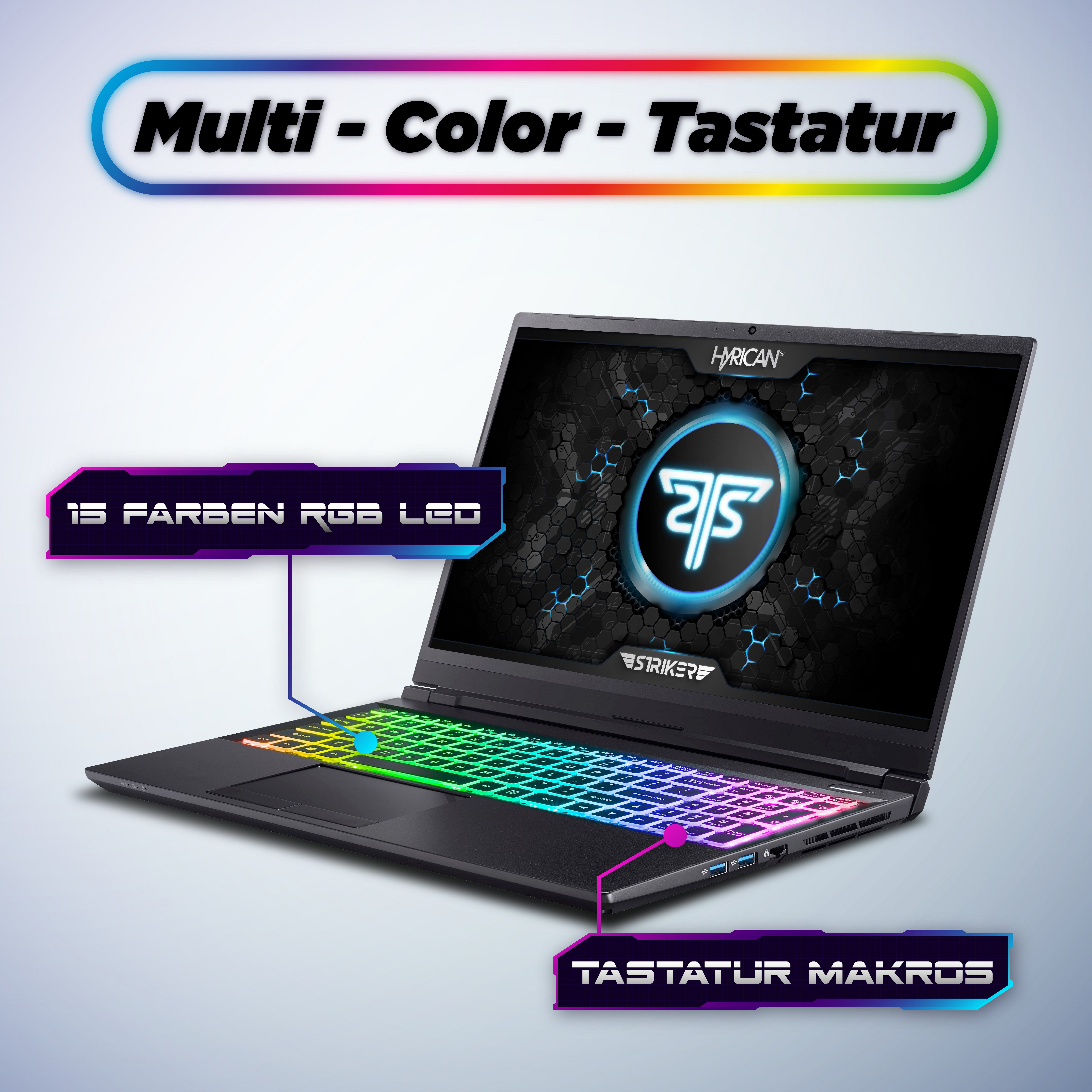 Hyrican Striker 1637 Gaming-Notebook (39,62 cm/15,6 Zoll, Intel Core i7 10750H, GeForce RTX 3080 Max.Q, 1000 GB SSD, 240 Hz Display, 32 GB RAM)