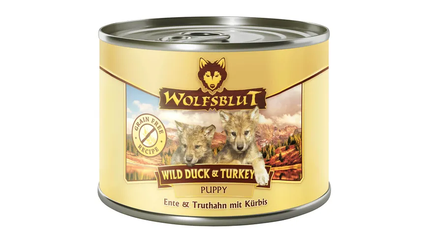 Wolfsblut Hundenassfutter Wild Duck & Turkey Puppy Truthhahn & Ente 200 g