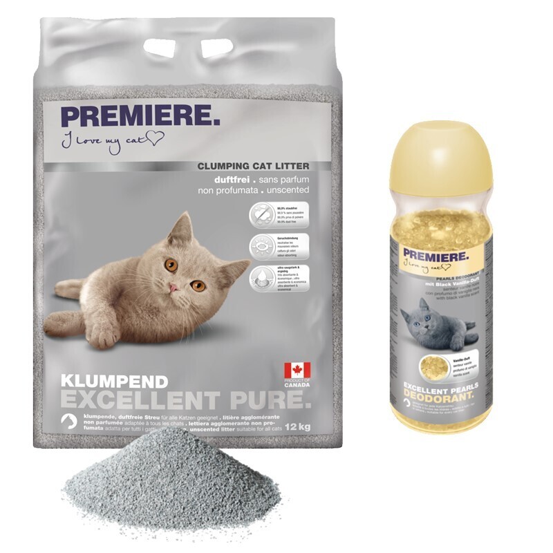 PREMIERE Katzenstreu PREMIERE Excellent Klumpstreu Pure 12kg mit Deodorant Vanille