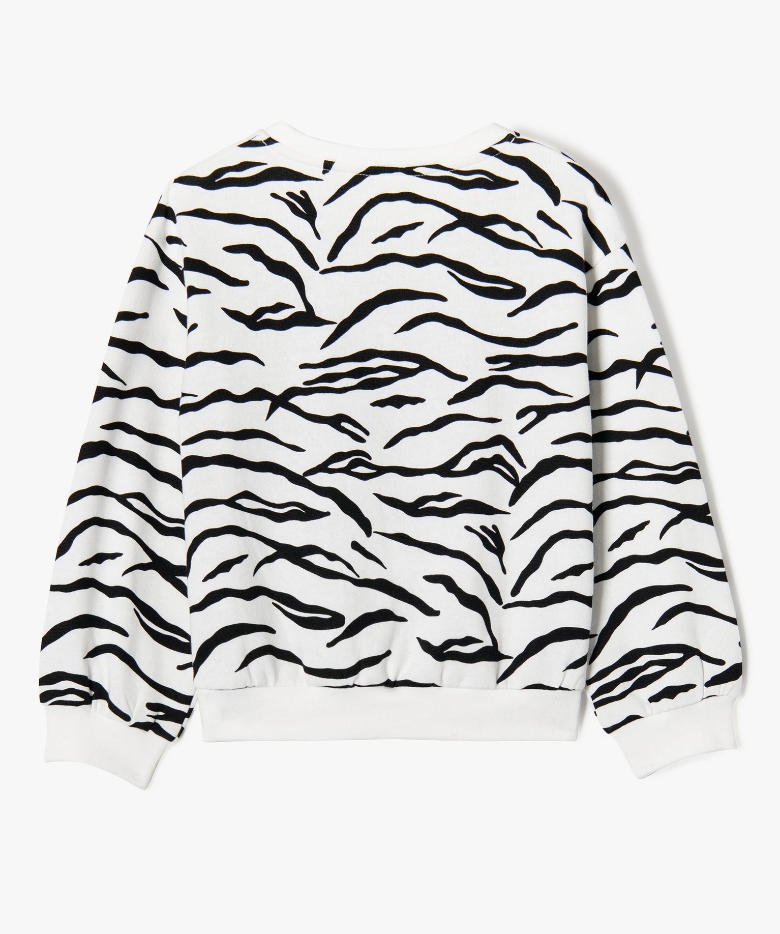 Sweat ample imprimé intérieur molletonné fille ecru | GEMO
