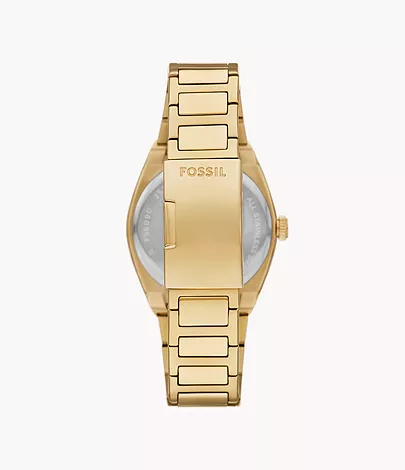 Fossil Uhr Everett 3-Zeiger-Werk Datum Edelstahl goldfarben