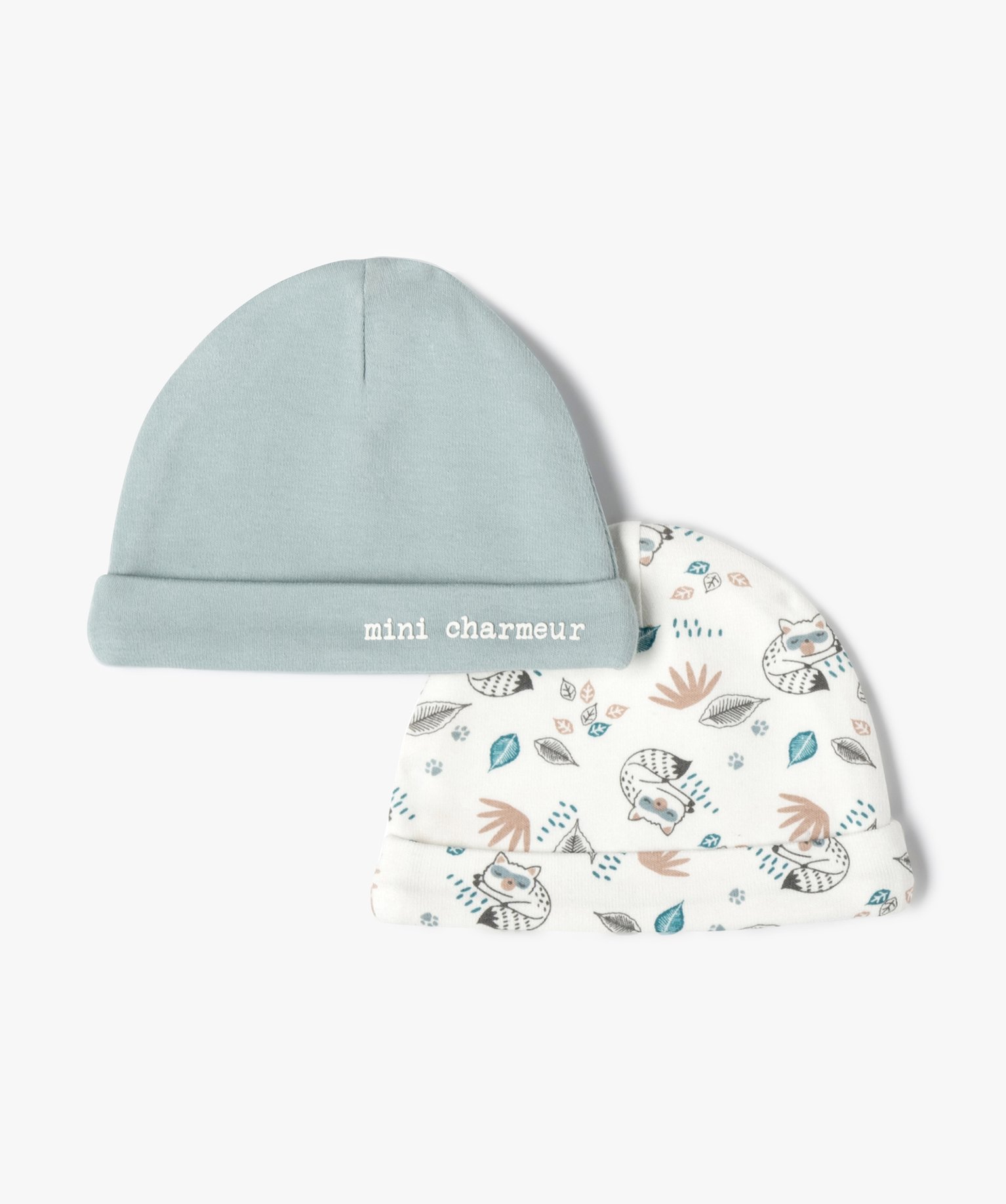 Bonnet de naissance avec revers bébé Garçon (lot de 2) blanc | GEMO