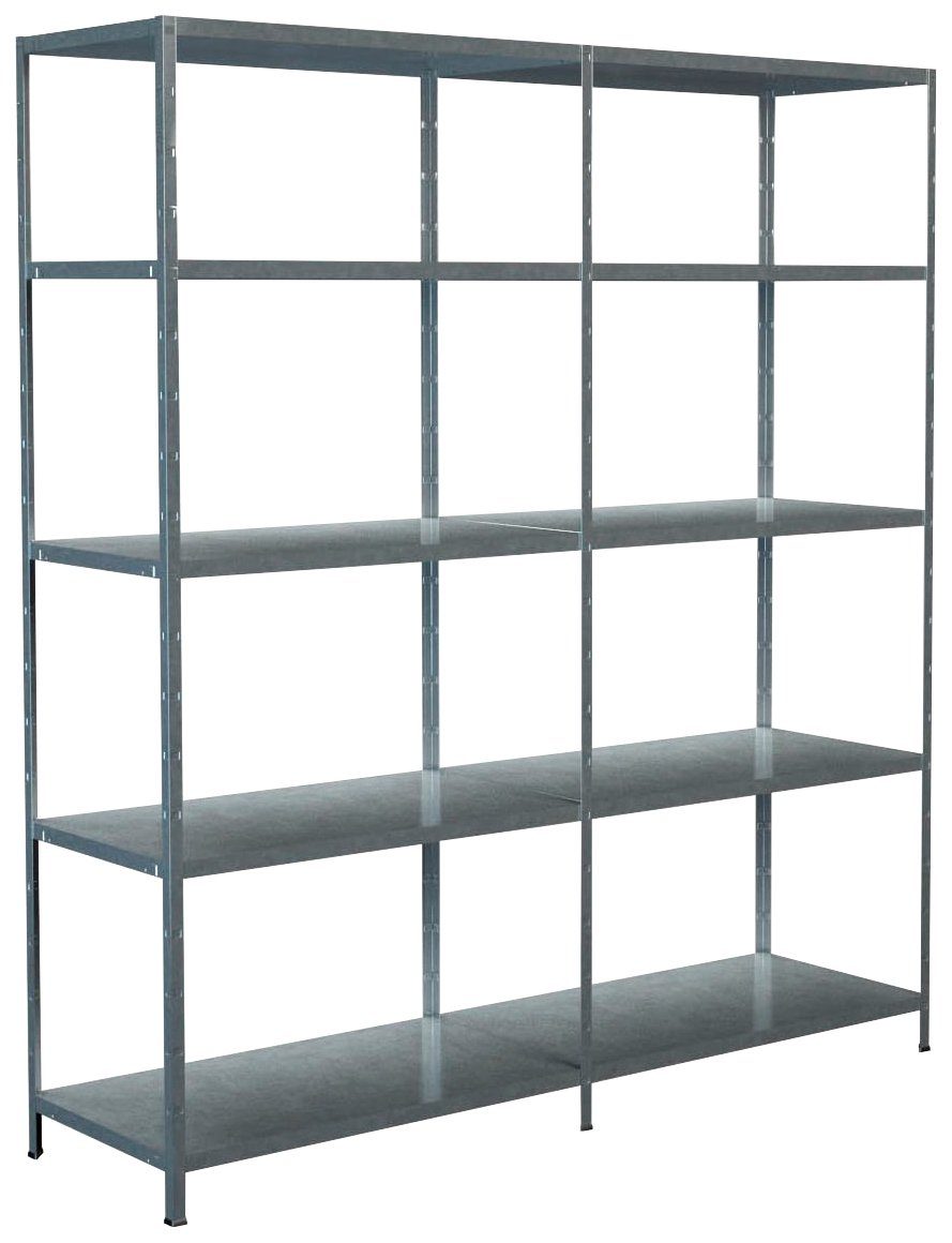 SCHULTE Regalwelt Steckregal Stecksystem Grund- und Anbauregal, Metall verzinkt, 2000x1800x500 mm, 10 Böden
