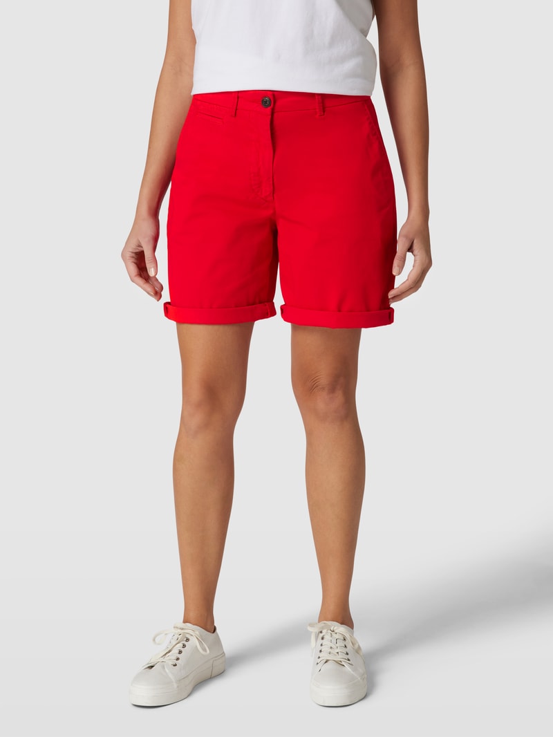 Chino-Shorts mit Label-Stitching in rot