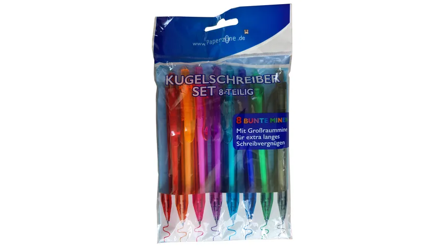 PAPERZONE Kugelschreiber Set Bunte Minen 8-tlg.