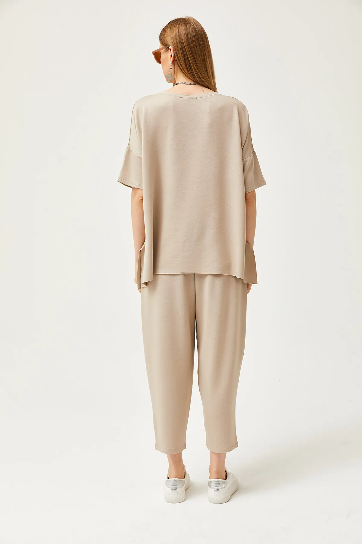 Olalook  Asymmetrische Bluse für Damen in Steinoptik, weiches, strukturiertes Unterteil und Oberteil, Kristallanzug TKM-19000269