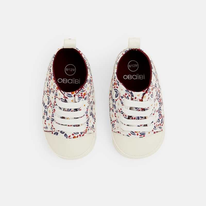 Chaussures toile fleuries naissance
