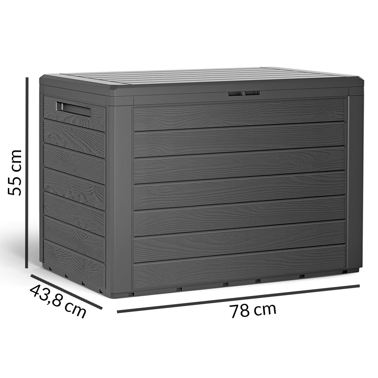 DEUBA Auflagenbox Balkonbox Woody 78 x 55 x 43,8cm anthrazit