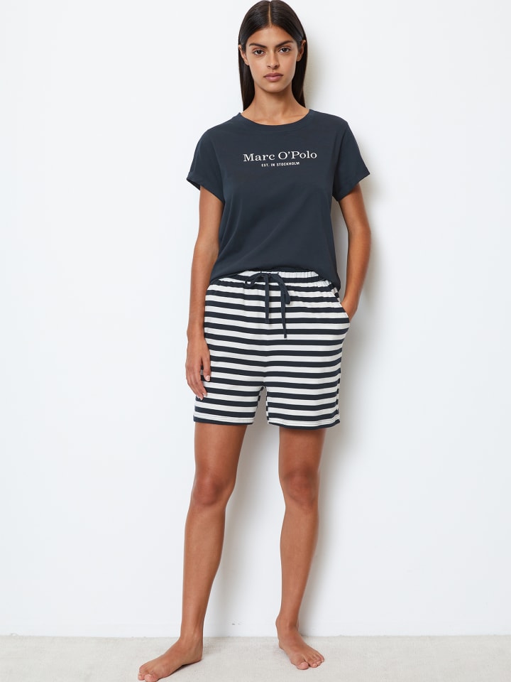 Marc O'Polo Pyjama Mix & Match Cotton in Blau-Weiss günstig kaufen