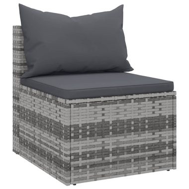 vidaXL Loungesofa Garten-Mittelsofas mit Kissen 2 Stk. Grau Poly Rattan, 1 Teile