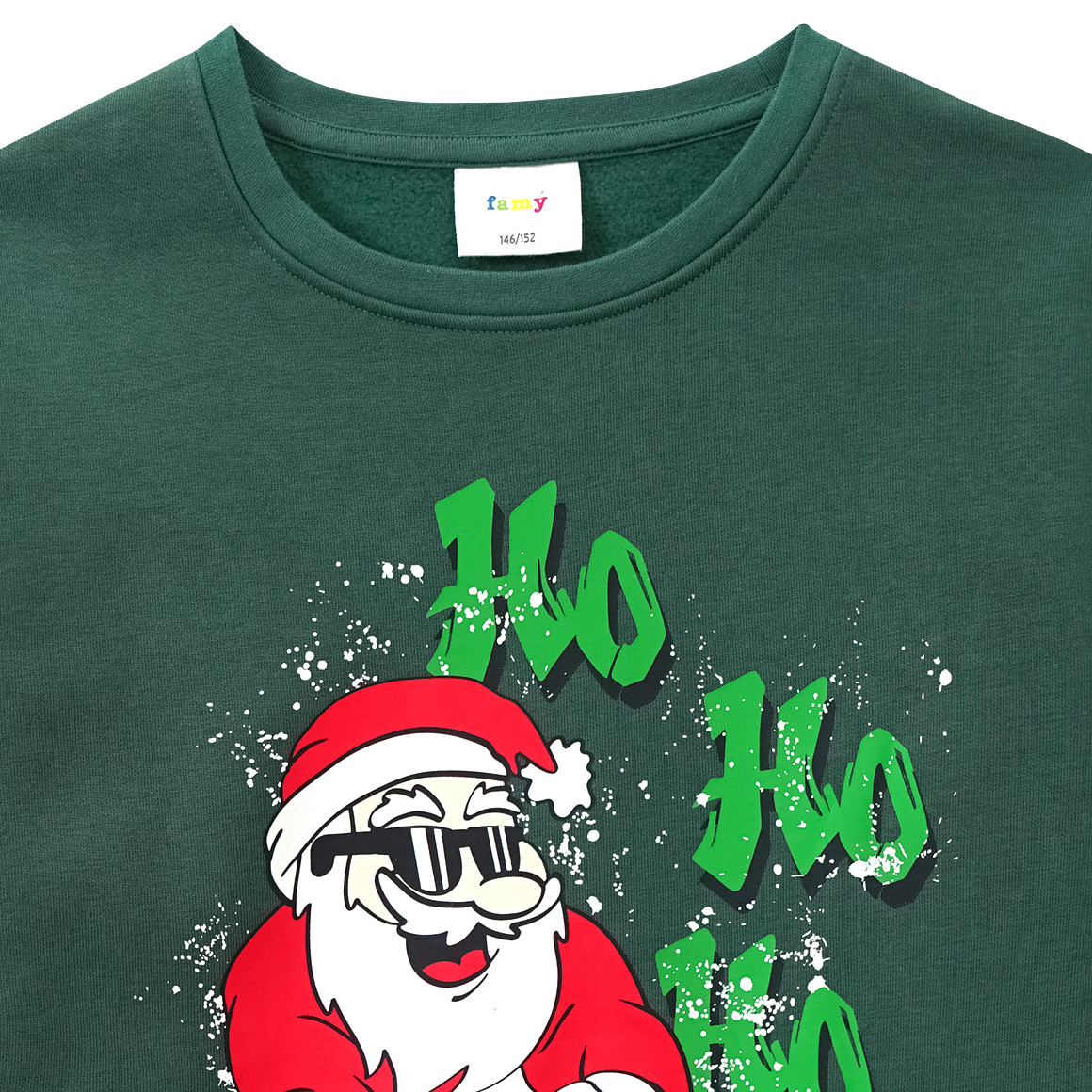 Jungen Weihnachtssweatshirt mit großem Print dunkelgrün