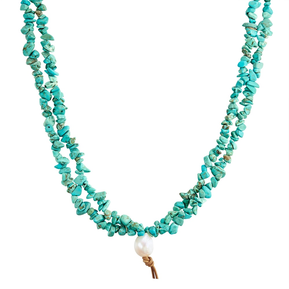 Valero Pearls Collier de pierres précieuses Turquoise reconstituée Turquoise reconstituée Perle collier