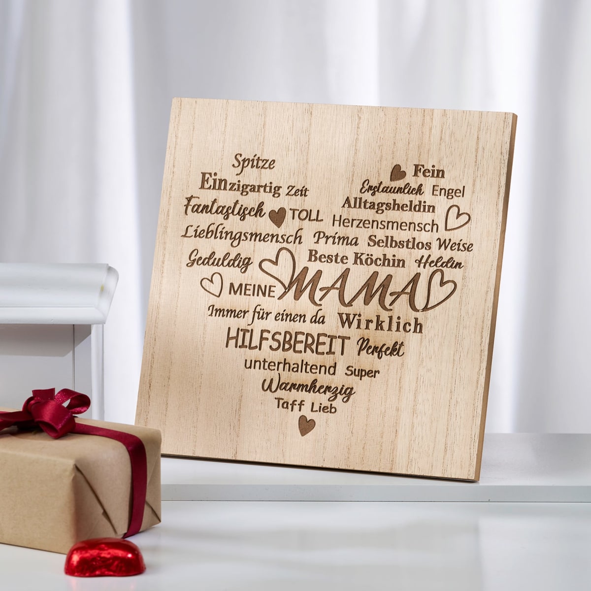 Holzschild mit Spruch, natur, 1 St