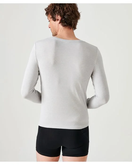 T-shirt col V fine côte Thermolactyl Sensitive, manches longues