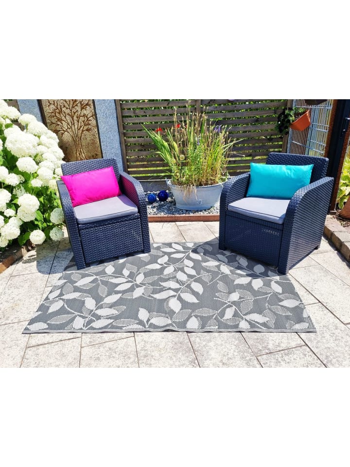JACK Outdoor Teppich 120x180cm In- & Outdoor in Blatt Grau günstig kaufen 120x180cm