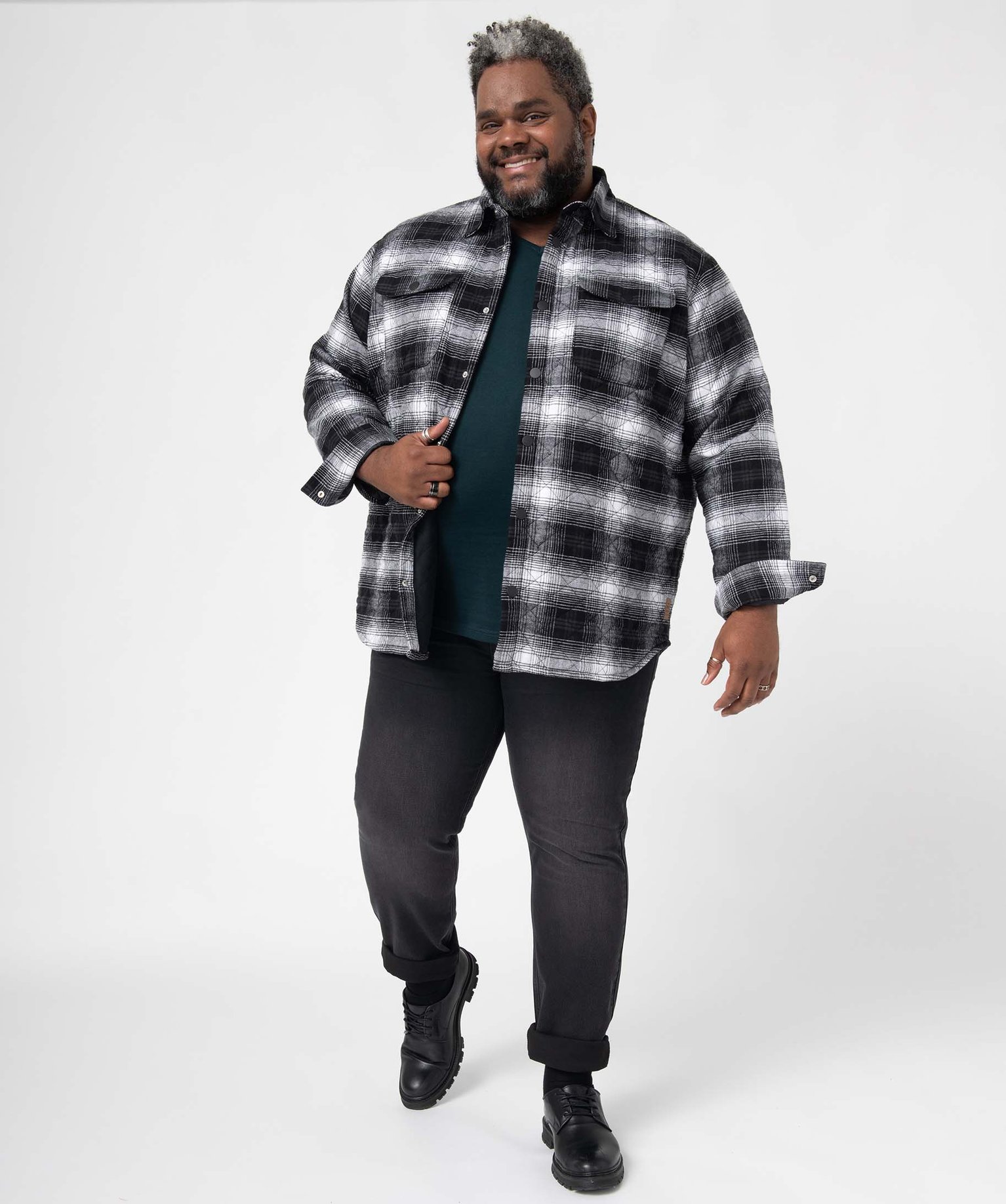 Surchemise homme grande taille à carreaux noir | GEMO