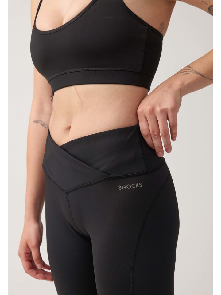 SNOCKS High Waist Leggings Damen V Cross 1 Stück in Schwarz günstig kaufen