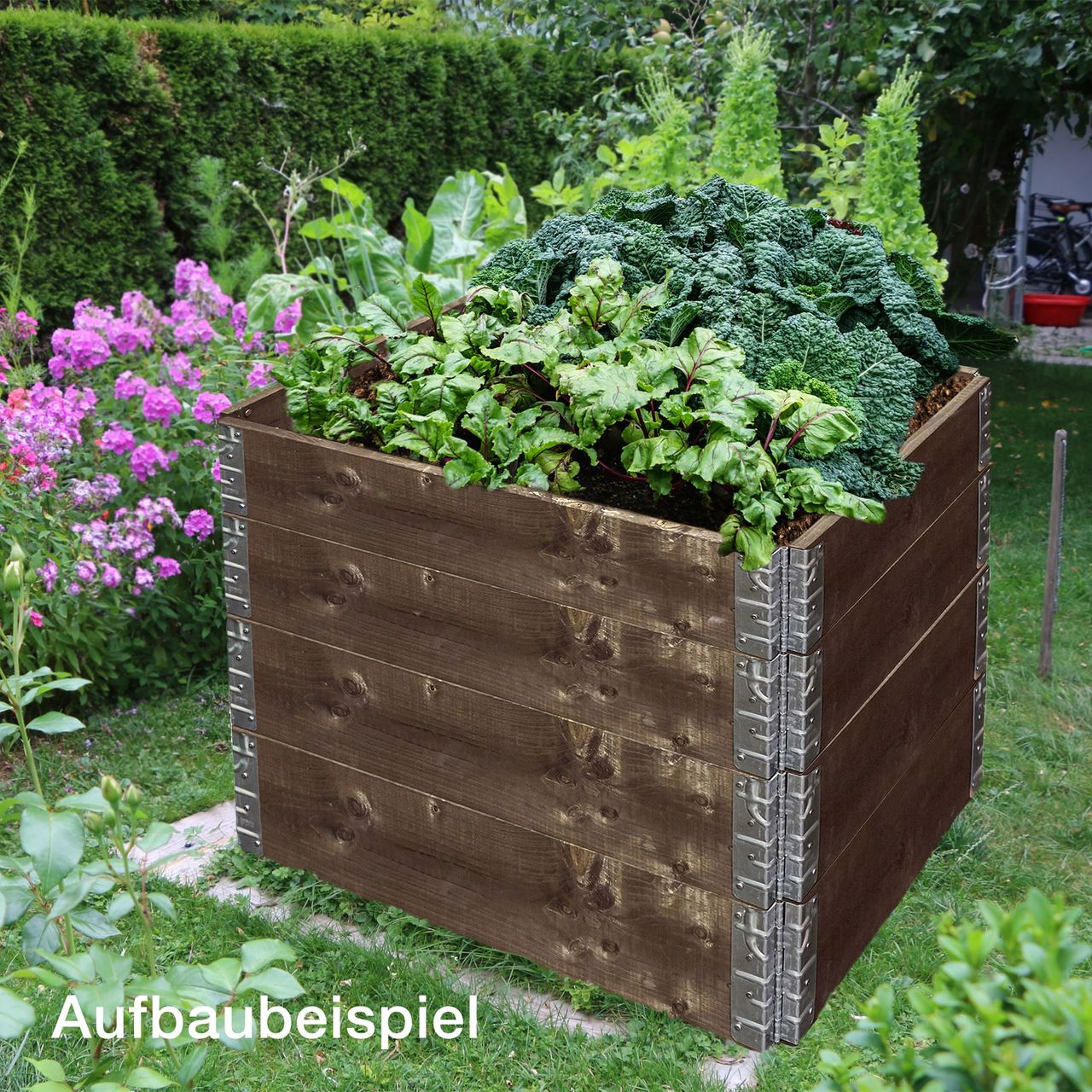 Weles Hochbeet Pflanzbeet 120 x 80 x 19,5 cm aus Fichtenholz 2er Set, erweiterbar, grau lasiert