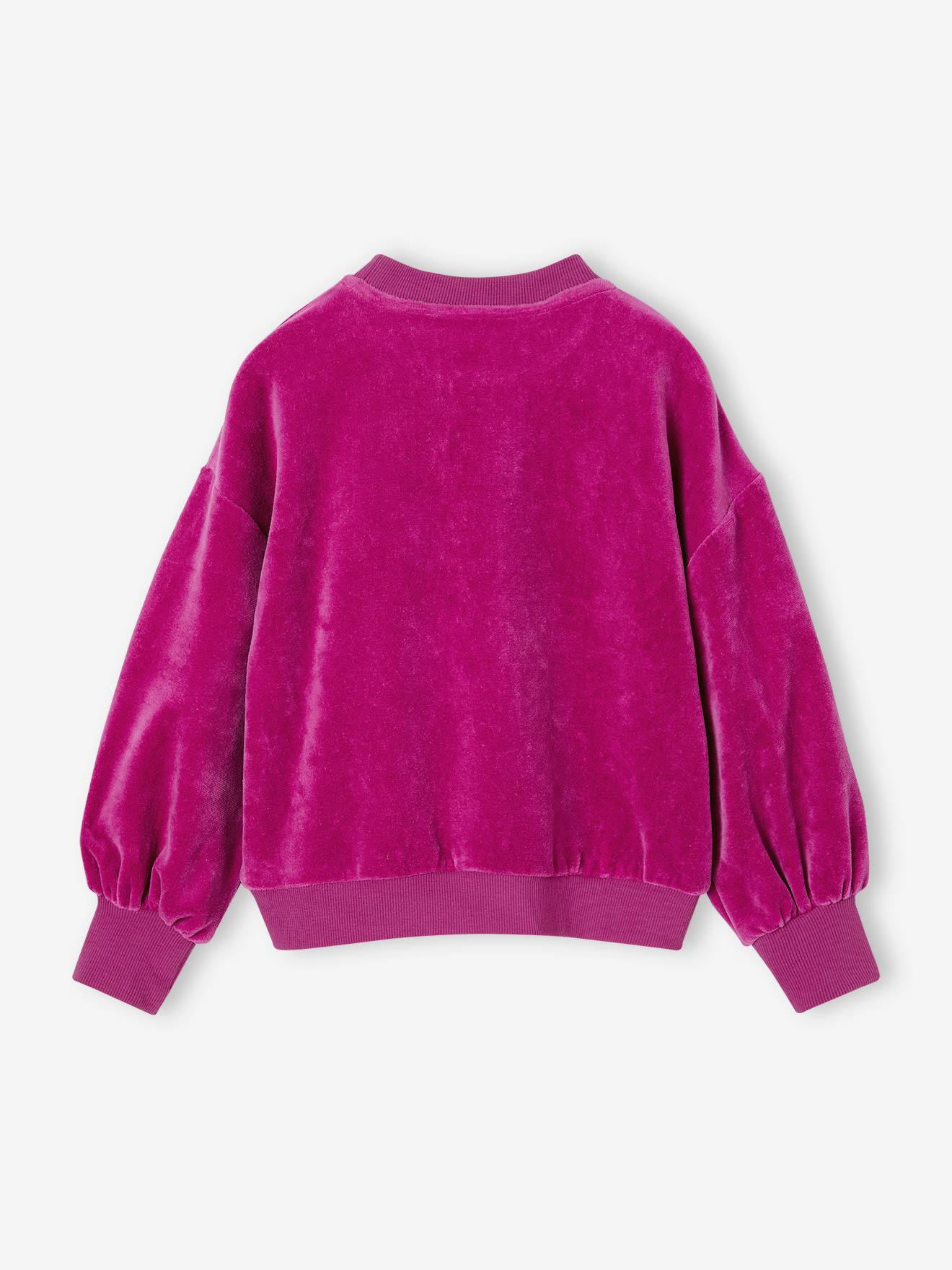 Vertbaudet Mädchen Samt-Shirt - dunkelviolett