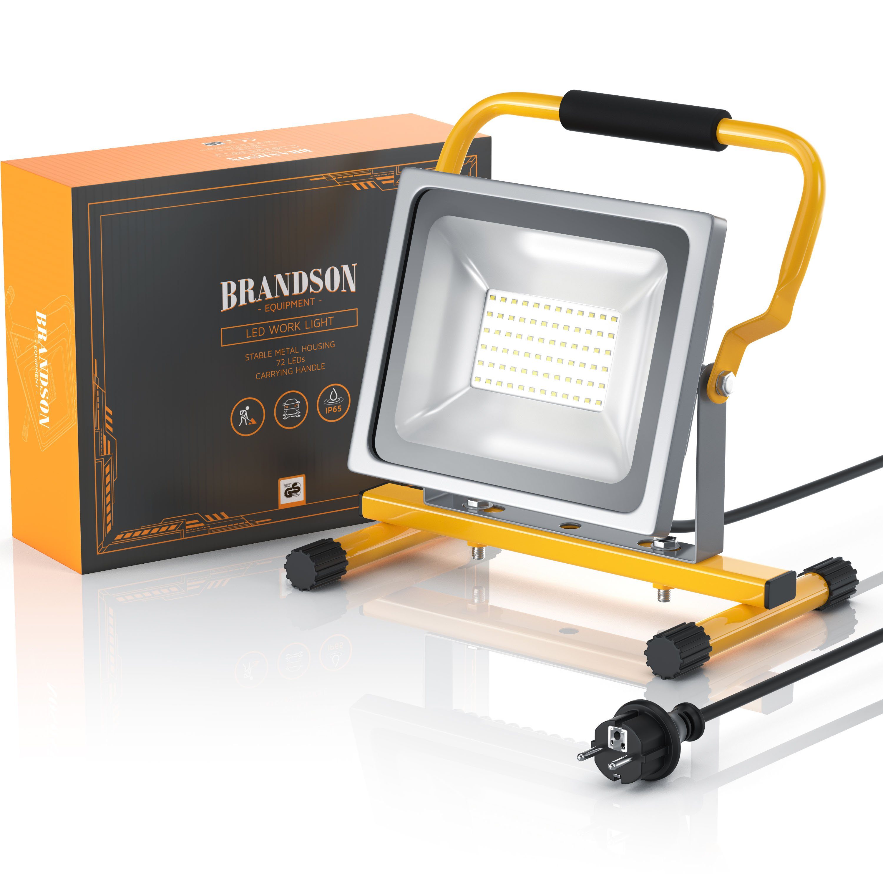 Brandson Baustrahler, LED, für Innen- & Außenbereich, 30W, 2500 Lumen, IP65 (wasserfest)