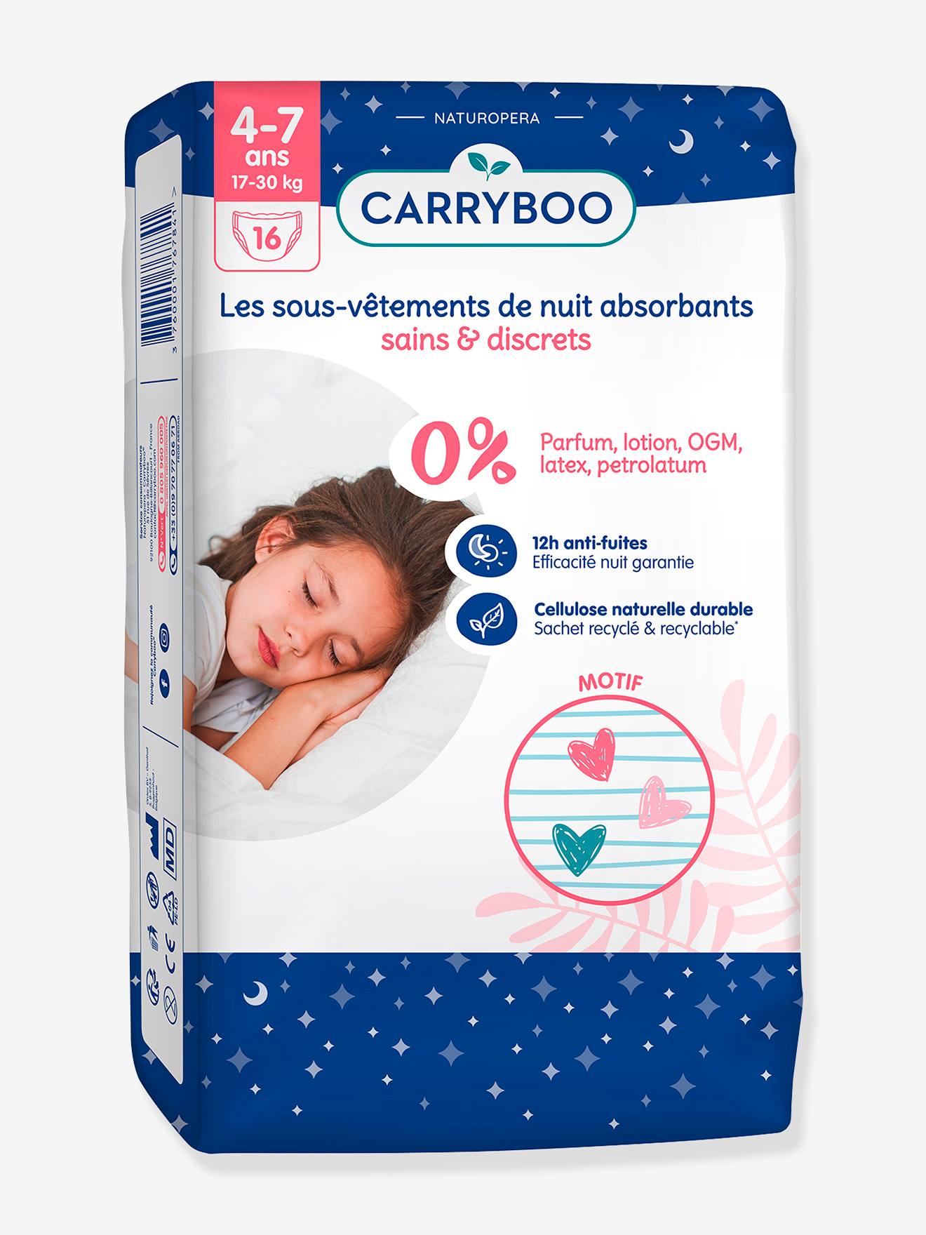 Lot de 16 sous-vêtements de nuit CARRYBOO Enurésie bleu