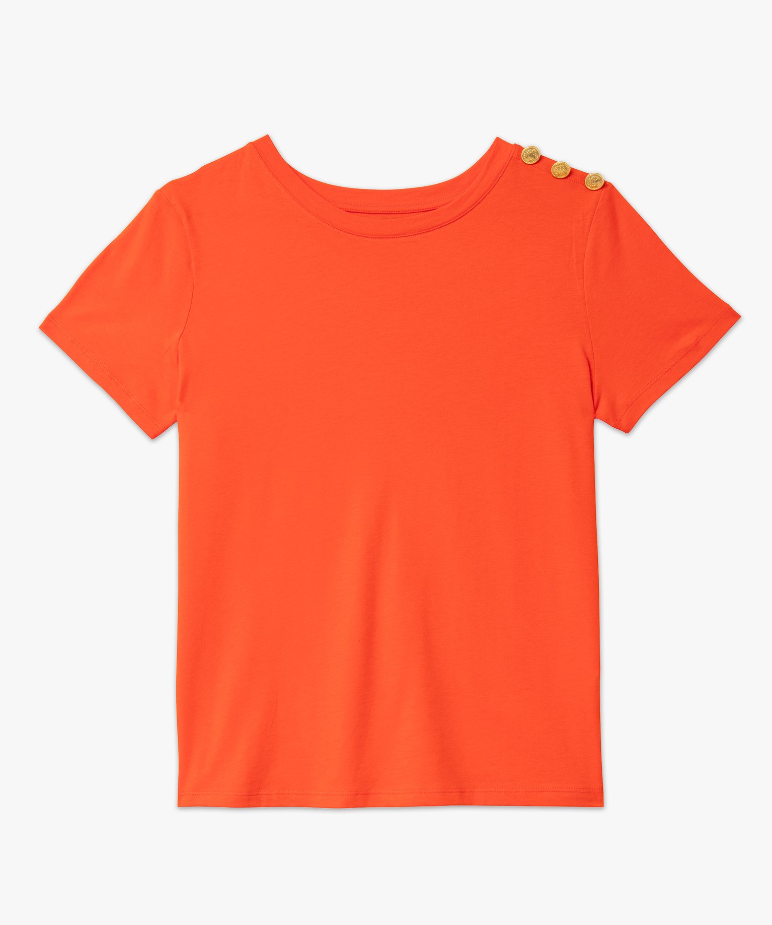 Tee-shirt manches courtes à boutons décoratifs femme orange | GEMO
