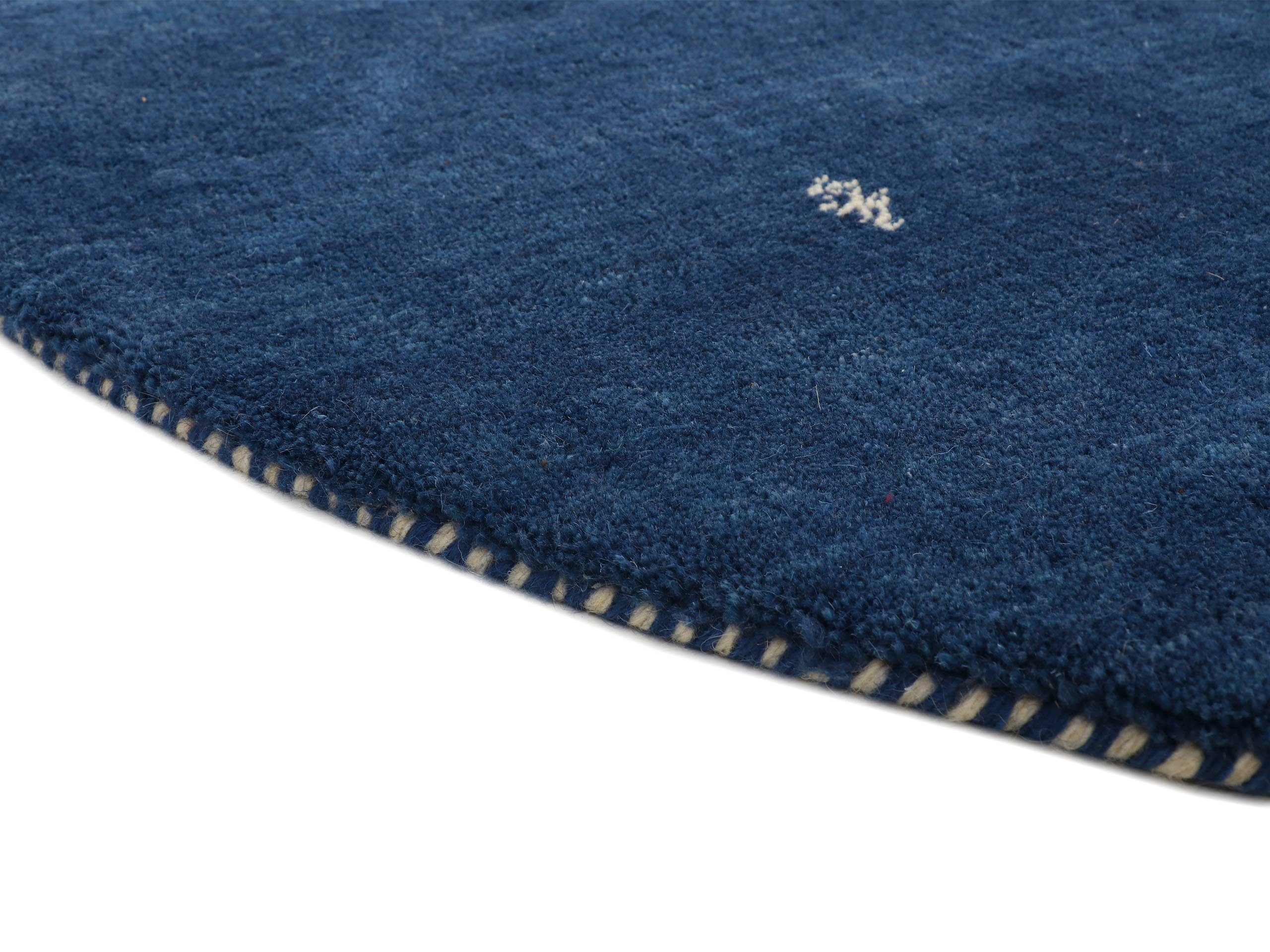 Wollteppich Gabbeh Uni, carpetfine, rund, Höhe: 15 mm, reine Wolle handgewebt, Gabbeh Tiermotiv warmes Raumklima viele Größen