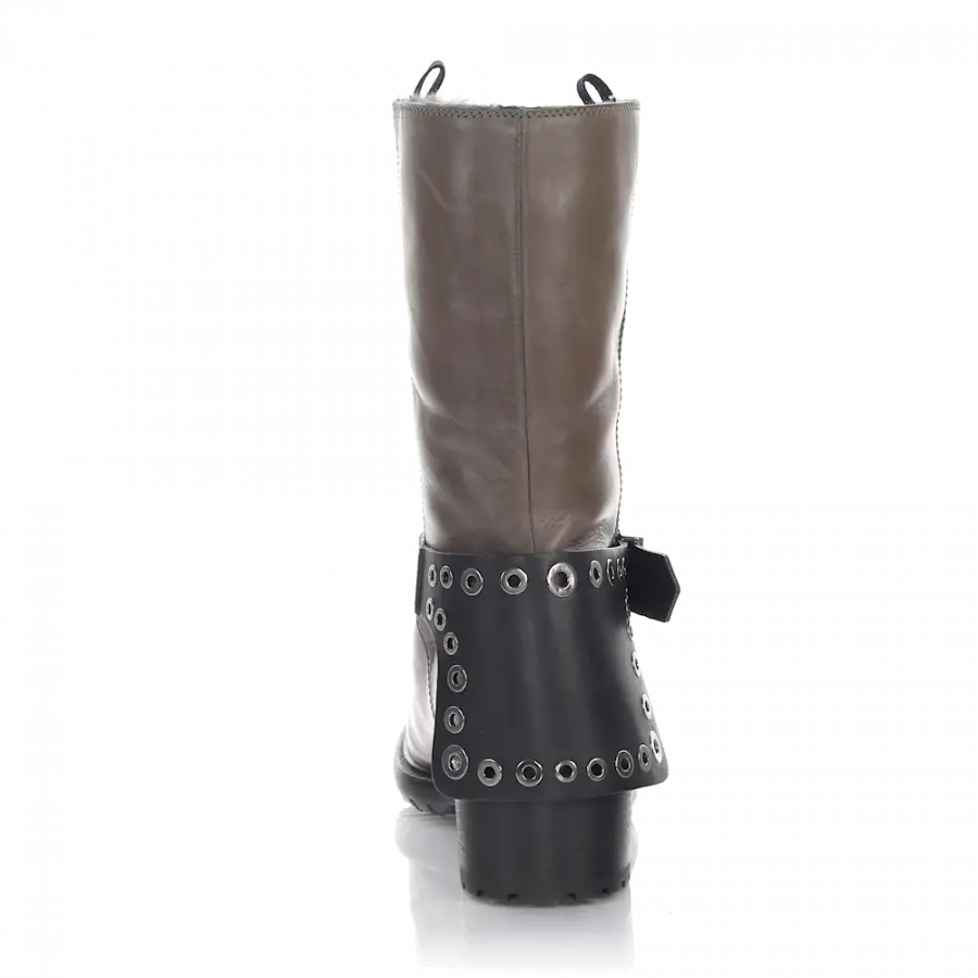 Rossano Bisconti - Stiefel PARMA Kalbsleder Zierschnalle braun - grau
