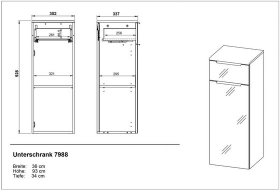 GERMANIA Badmöbel-Set Vasio, (5-St), inkl. WT-Unterschrank, Spiegelschrank, Schrank, Mediumschrank, Kommode