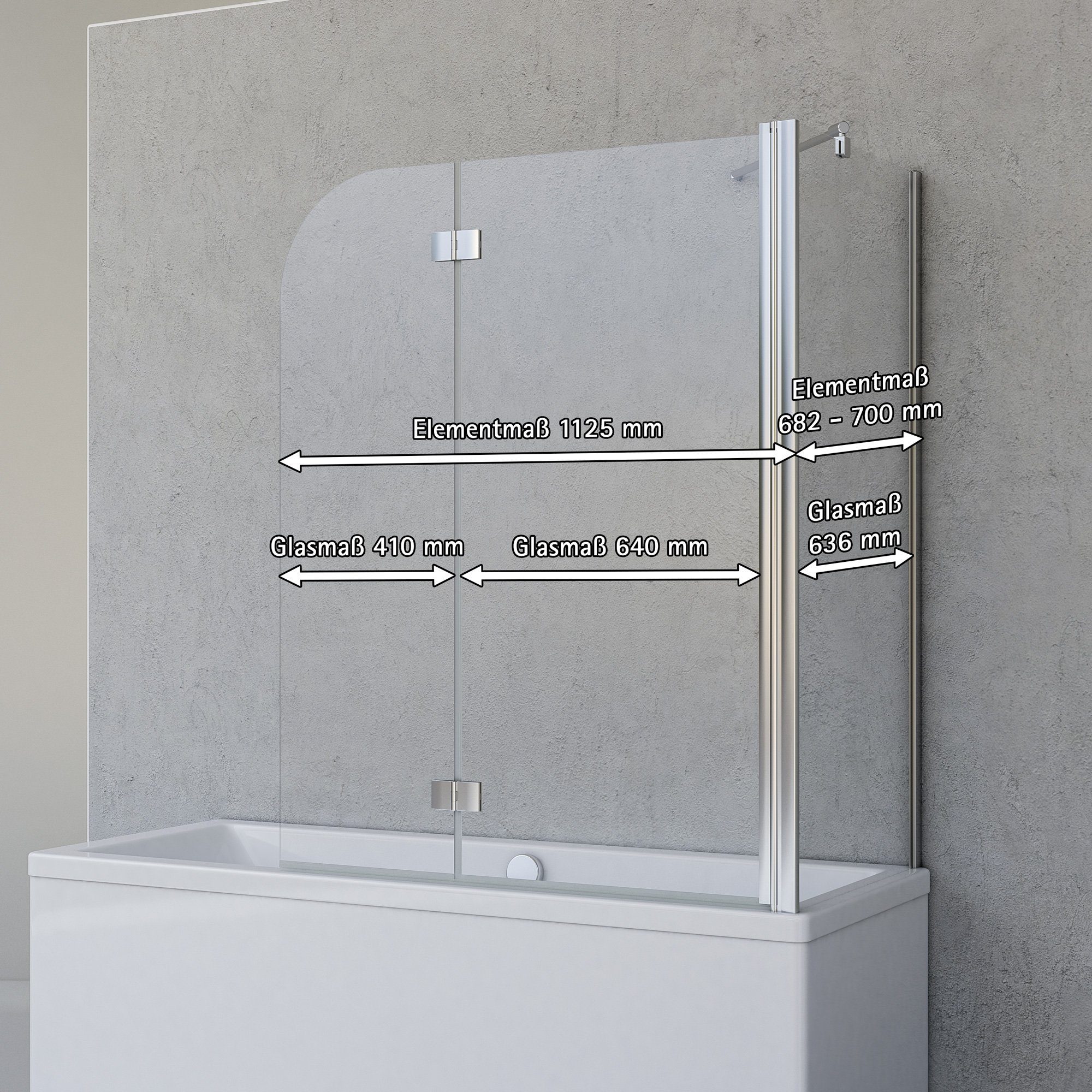 Schulte Badewannenaufsatz Angle, 5 mm Sicherheitsglas, BxH: 112 x 142 cm, 2-tlg. + Festelement