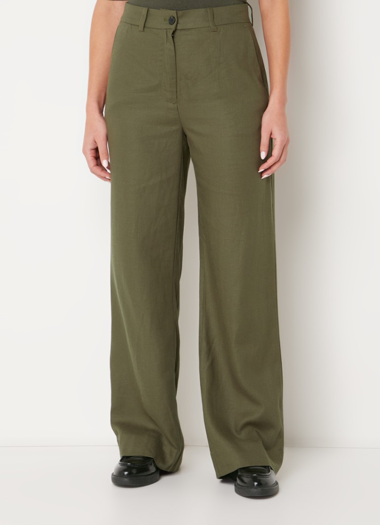 Pantaloni larghi a vita alta in misto lino modello Oxalis Madalena di Bruuns Bazaar.