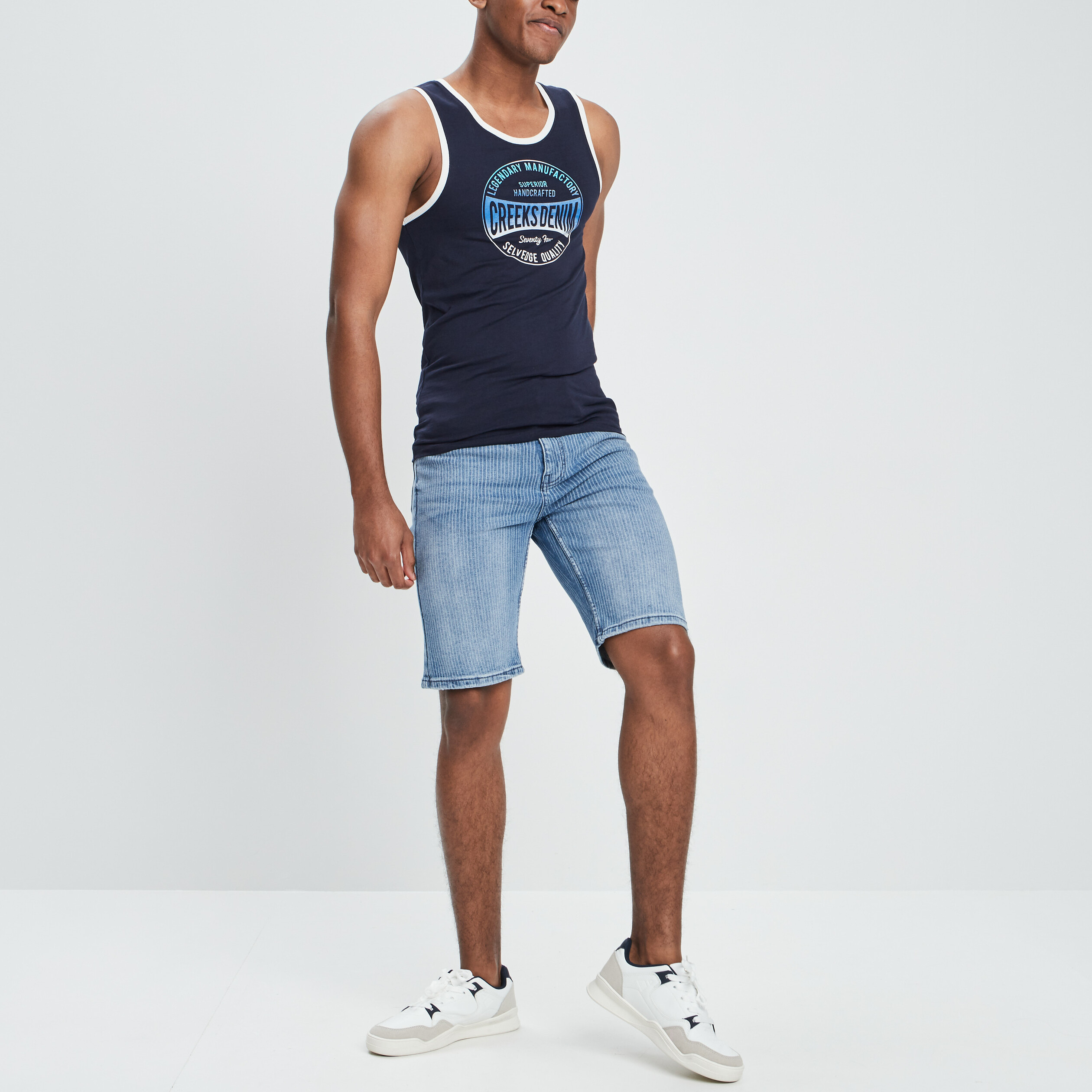 Bermuda slim en jean denim double stone homme | La Halle