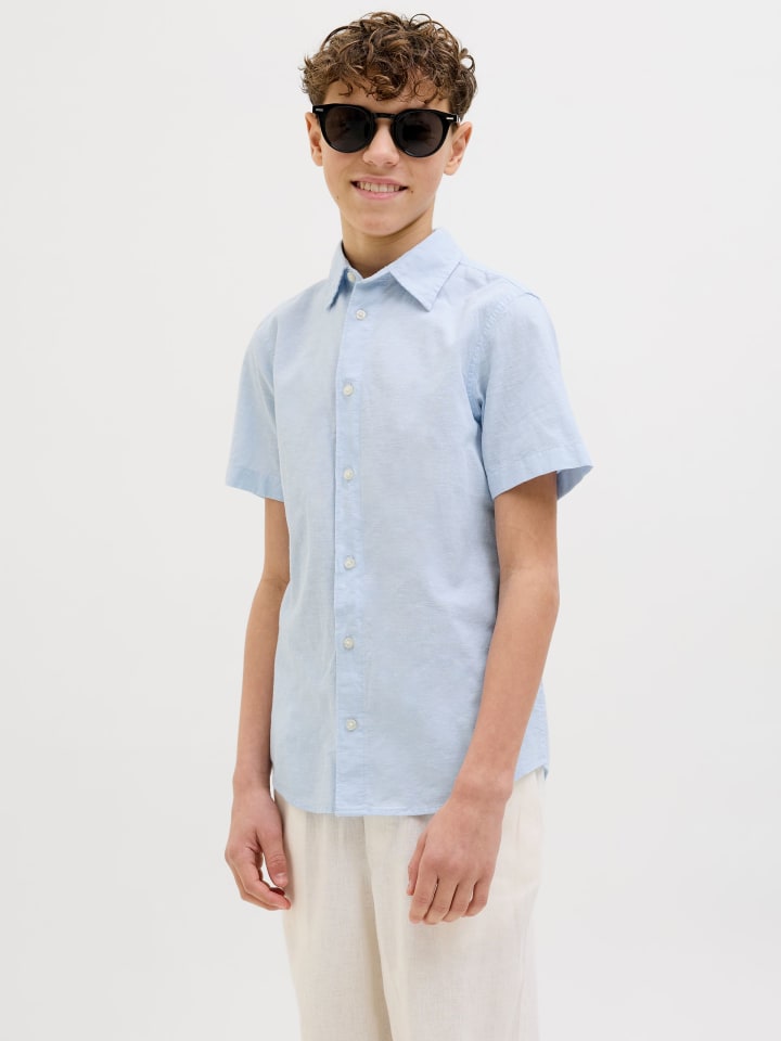 JACK & JONES Junior Kurzarmhemd JJBREEZE LINEN BLEND SHIRT JNR in chambray blue günstig kaufen