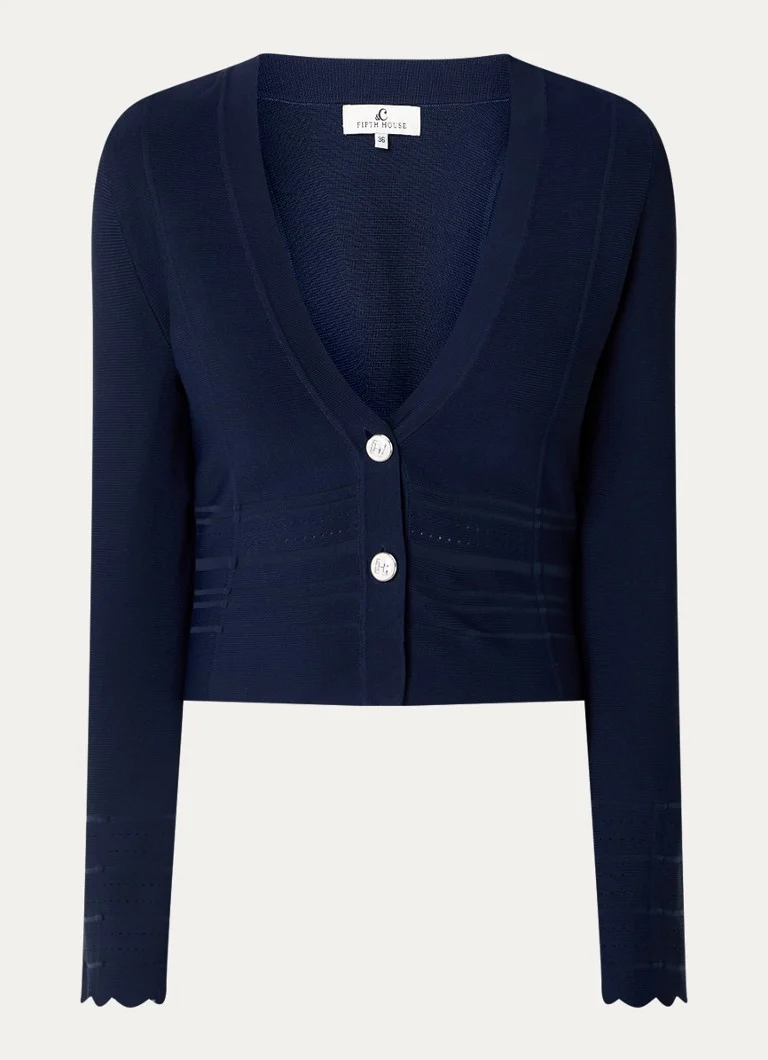 Cardigan cu guler în V, tricotat fin, model Fifth House Celia