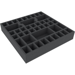 295 mm x 295 mm x 50 mm Schaumstoffeinlage für Brettspiele mit 44 Fächern
