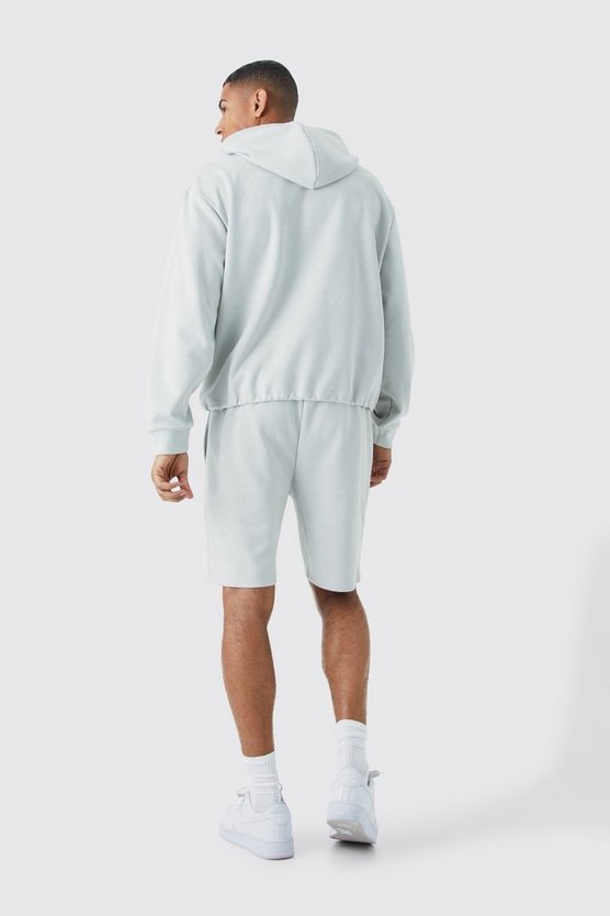 Kastiger Oversize Hoodie aus Wildleder-Imitat