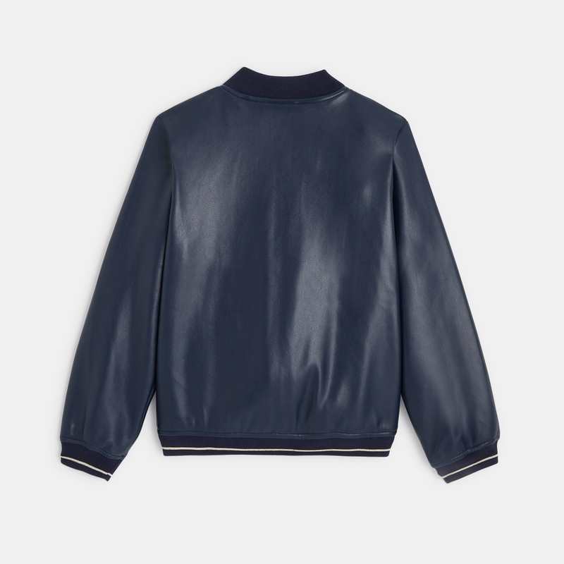 Blouson en faux cuir bleu fille