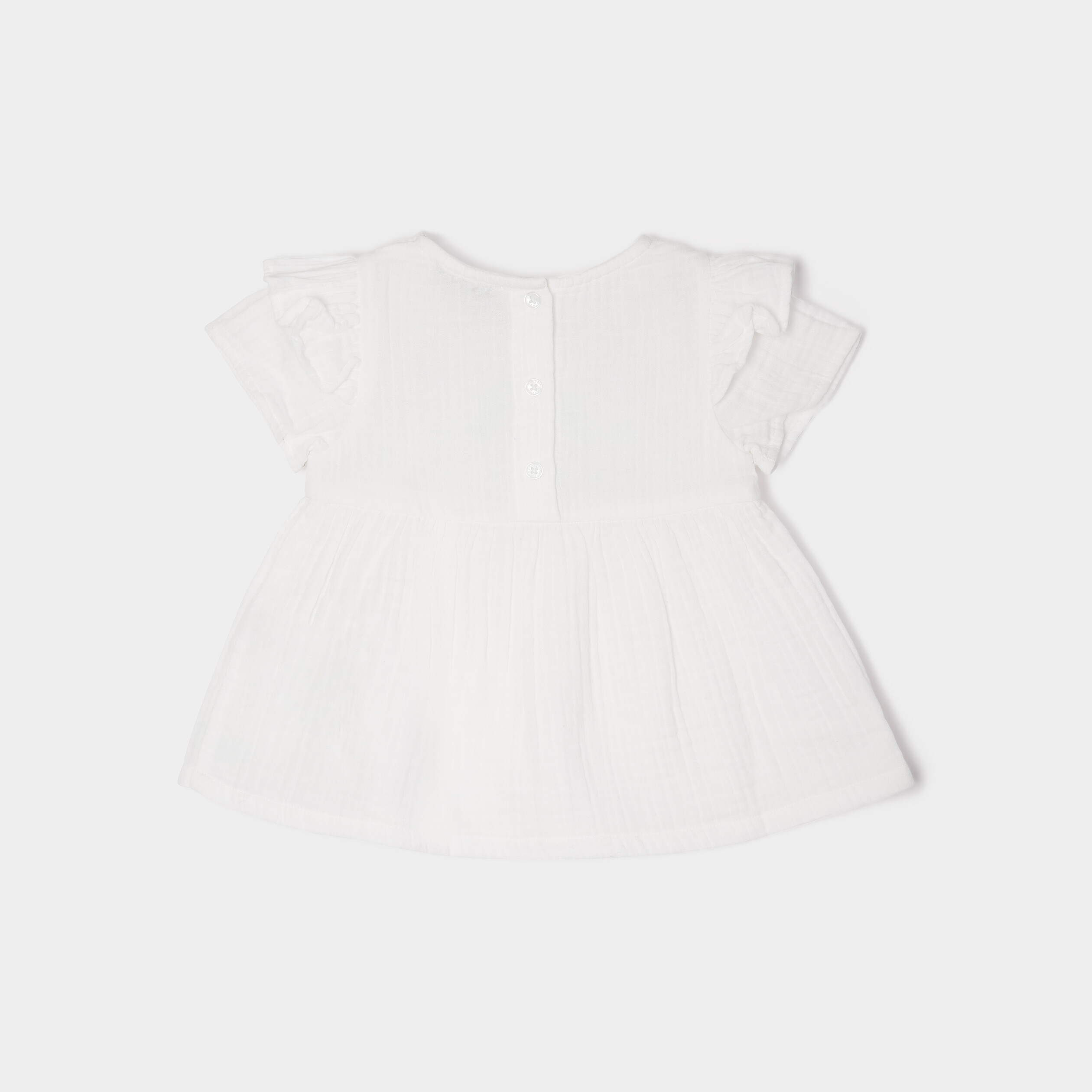 Blouse manches courtes brodée Creeks ecru bébé fille | La Halle